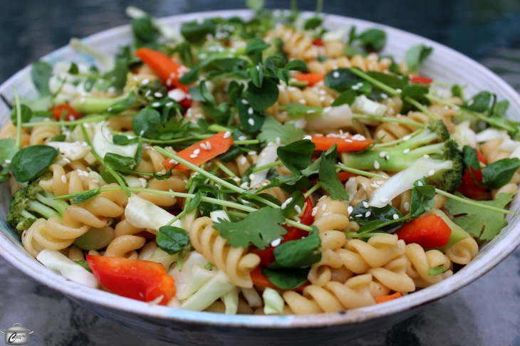 Vegan pasta salad with Vietnamese style dressing